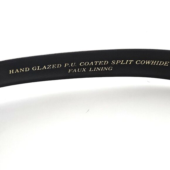 Calvin Klein Skinny Black Hand Glazed Cowhide Leather Belt Womens Medium - Picture 3 of 4